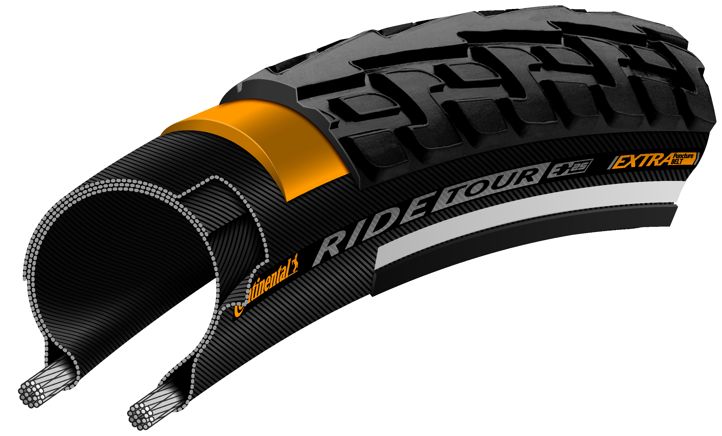 CONTINENTAL Fahrradreifen Ride Tour 208 mit Reflexring